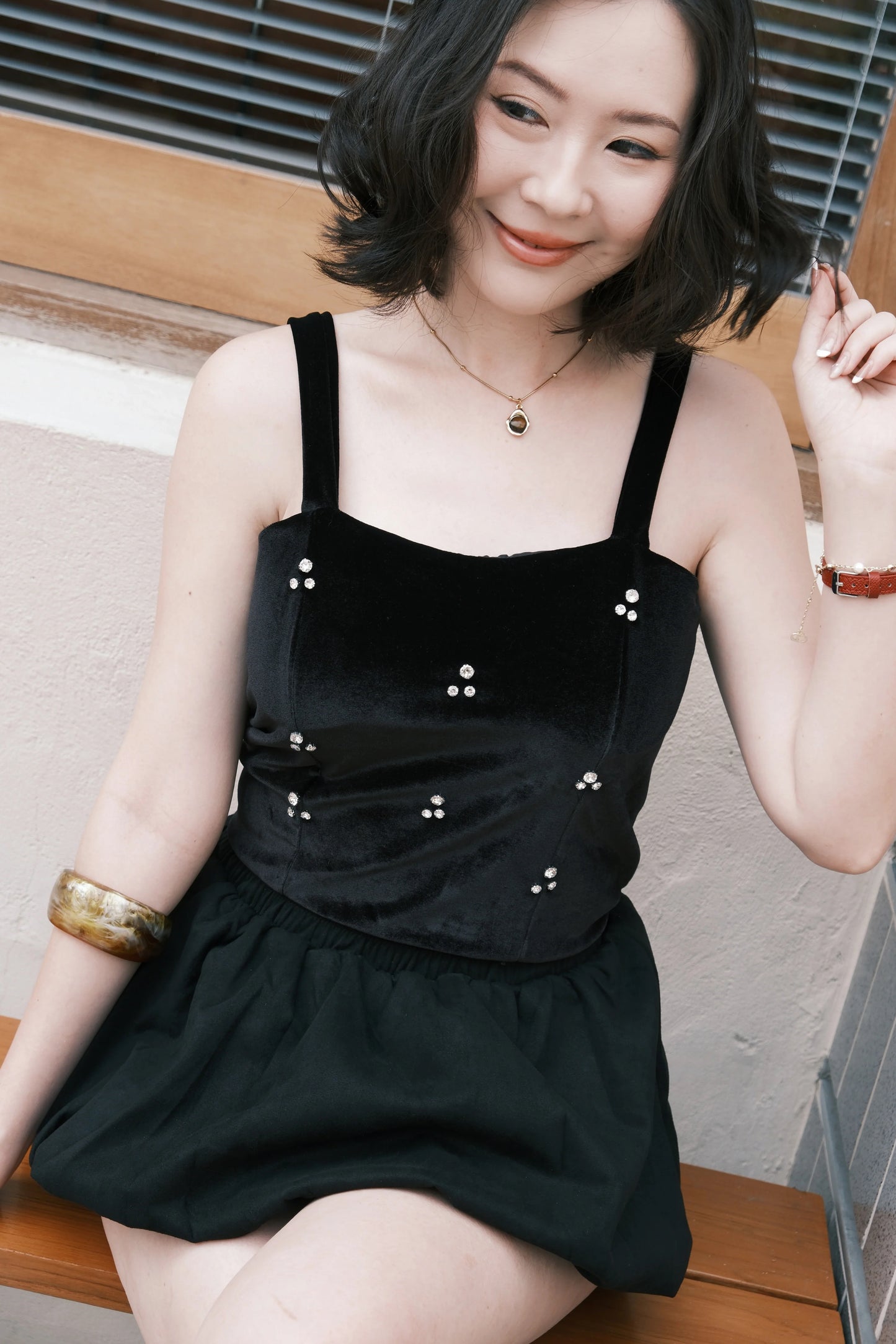 Noir Draped Tube Top