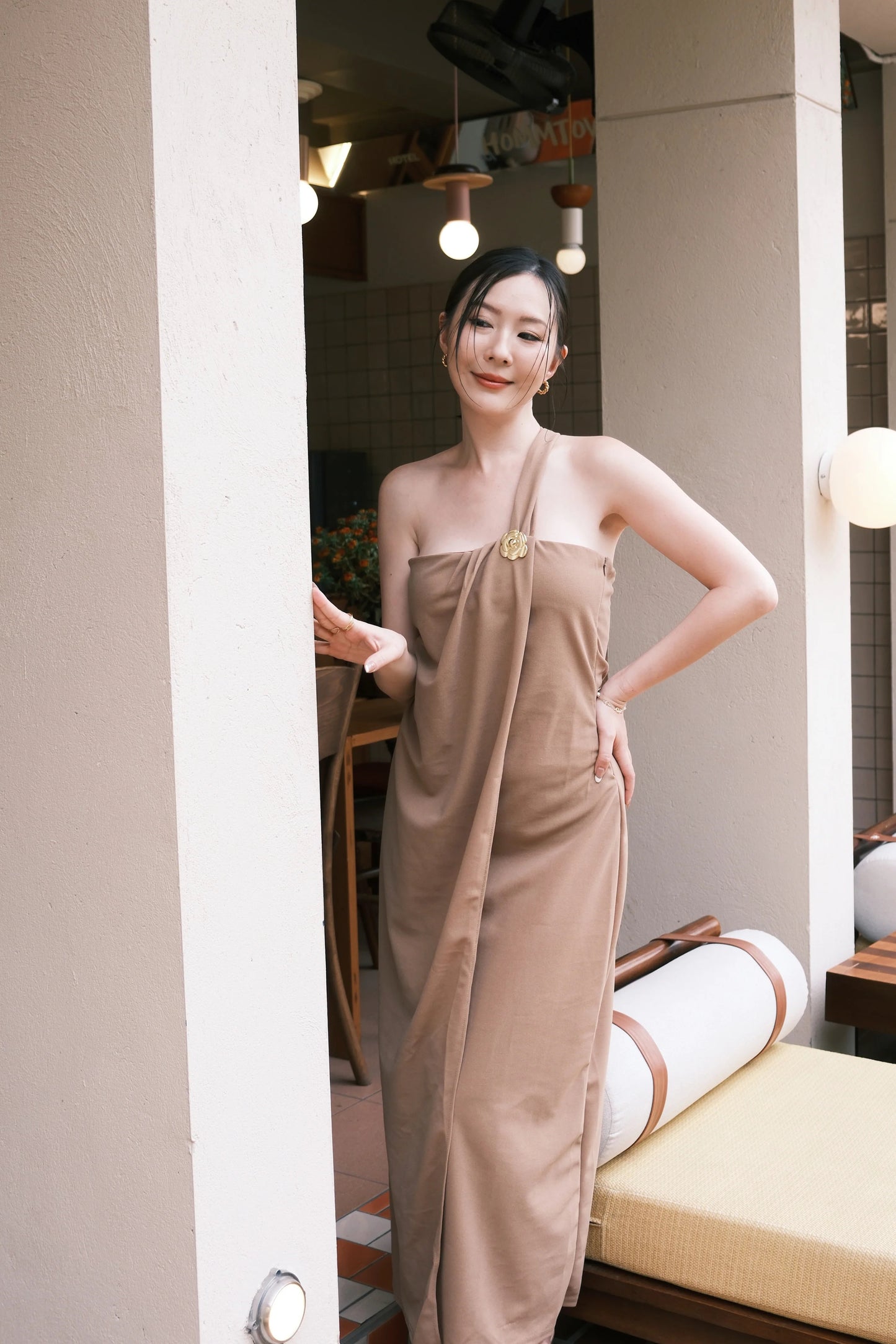 Seraphine Draped One-Shoulder Dress