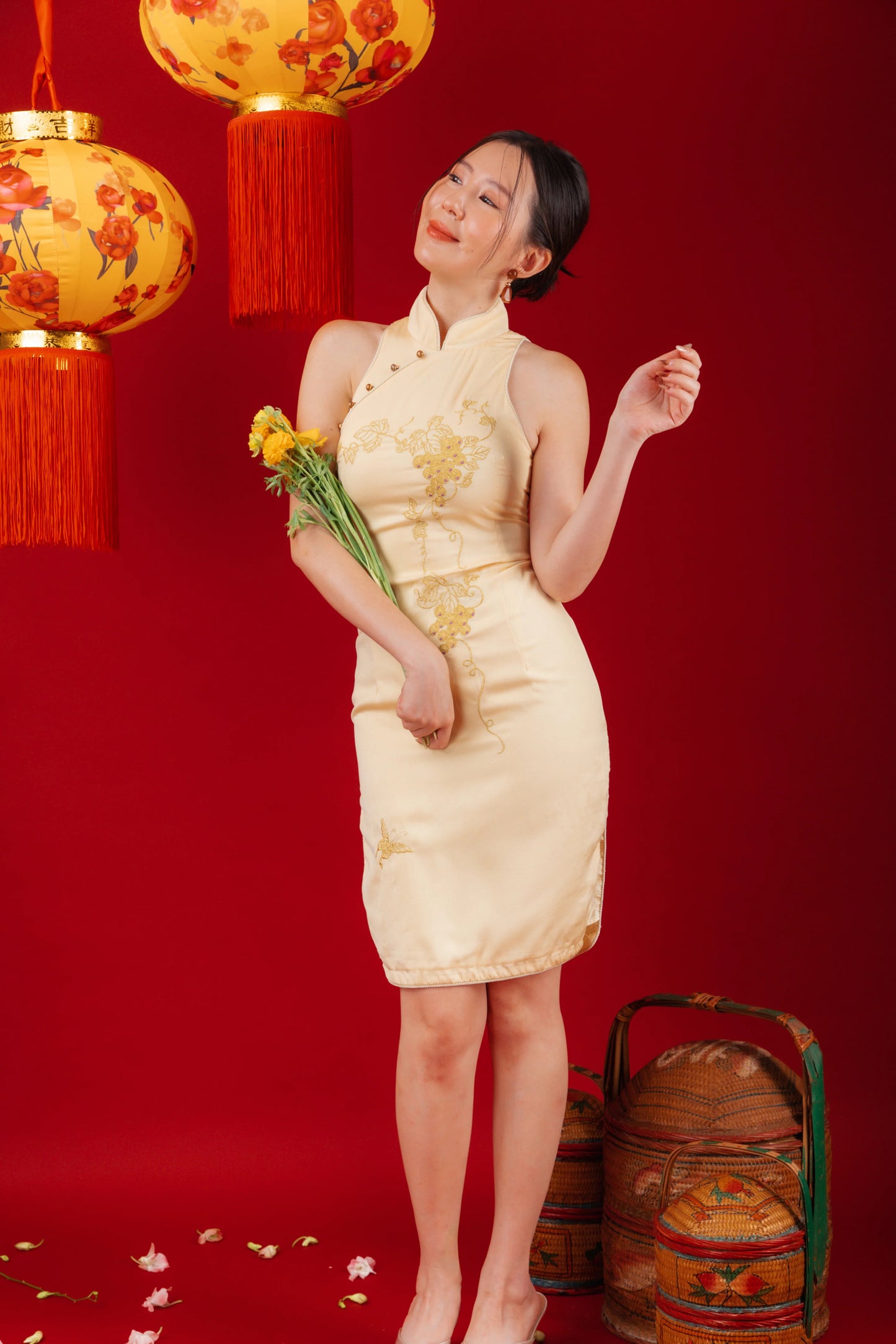 Aurora Gold Embroidered Cheongsam Dress (In-Stock)