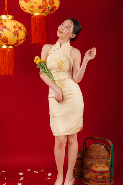 Aurora Gold Embroidered Cheongsam Dress (In-Stock)