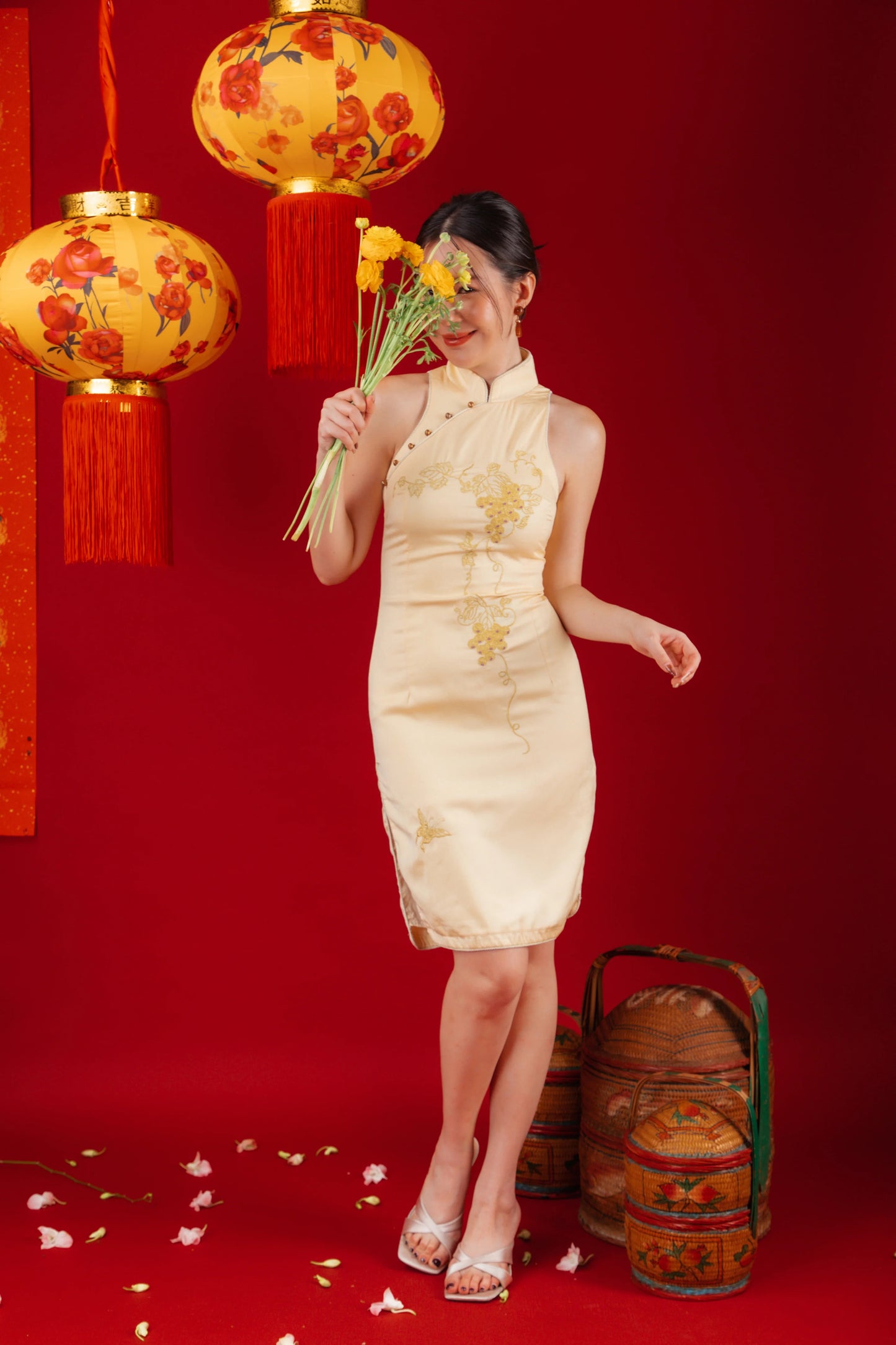 Aurora Gold Embroidered Cheongsam Dress (In-Stock)