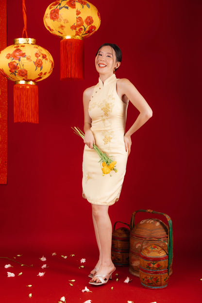 Aurora Gold Embroidered Cheongsam Dress (In-Stock)