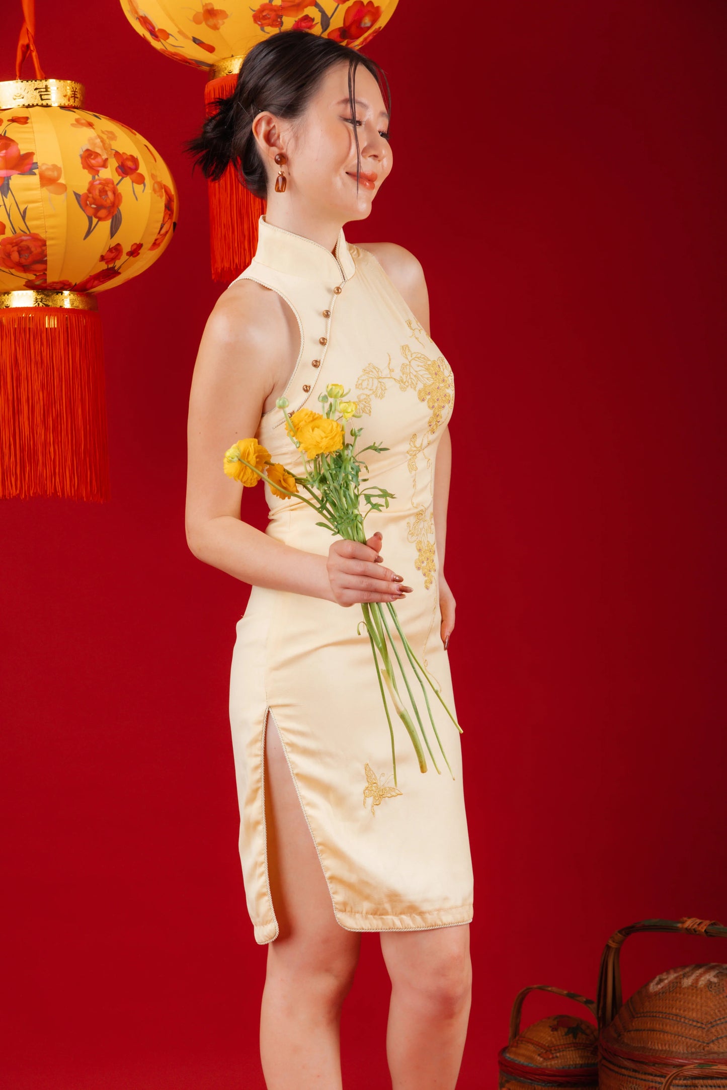 Aurora Gold Embroidered Cheongsam Dress (In-Stock)