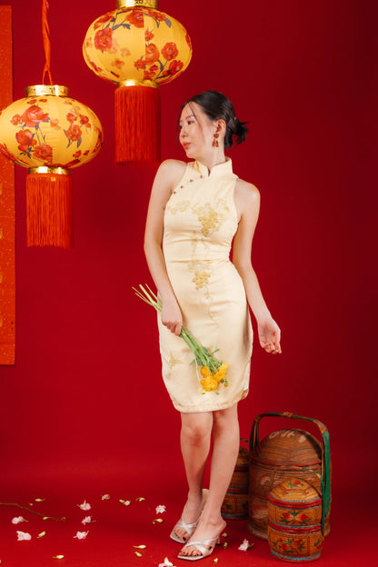 Aurora Gold Embroidered Cheongsam Dress (In-Stock)