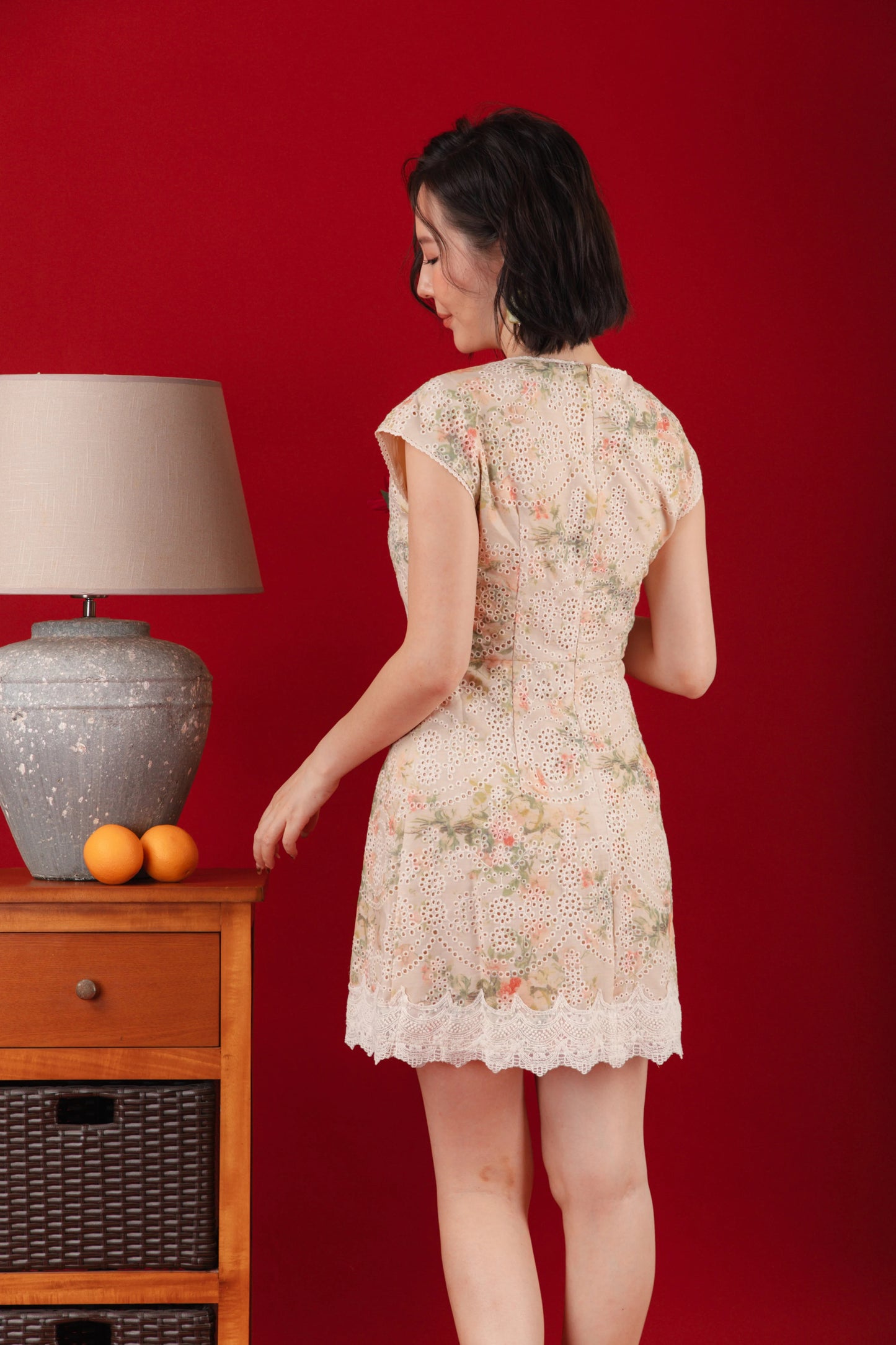 Adeline Embroidered Lace Cheongsam Dress