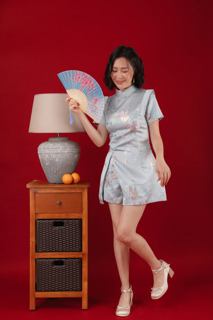 Baby Blue Bloom Two-Piece Cheongsam Set