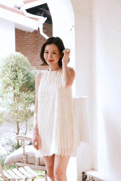 Beige Aurelia Fringe Dress