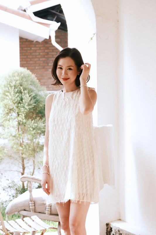 Beige Aurelia Fringe Dress