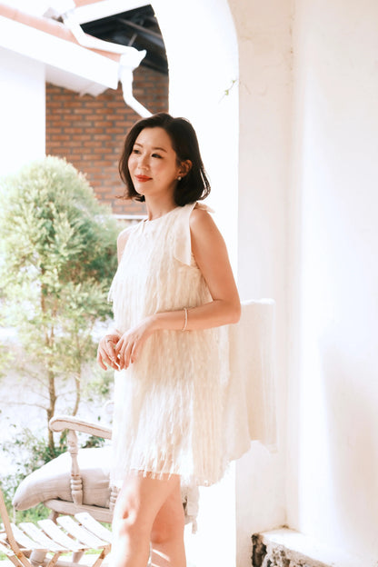 Beige Aurelia Fringe Dress