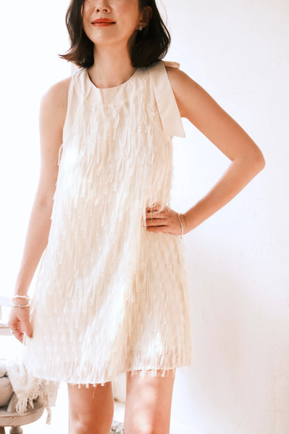 Beige Aurelia Fringe Dress