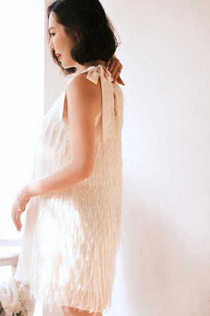 Beige Aurelia Fringe Dress