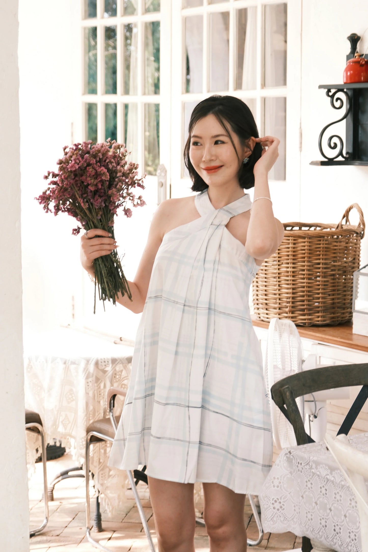 Elowen Plaid Halter Mini Dress