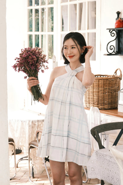 Elowen Plaid Halter Mini Dress