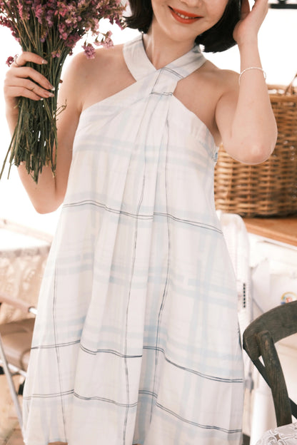 Elowen Plaid Halter Mini Dress