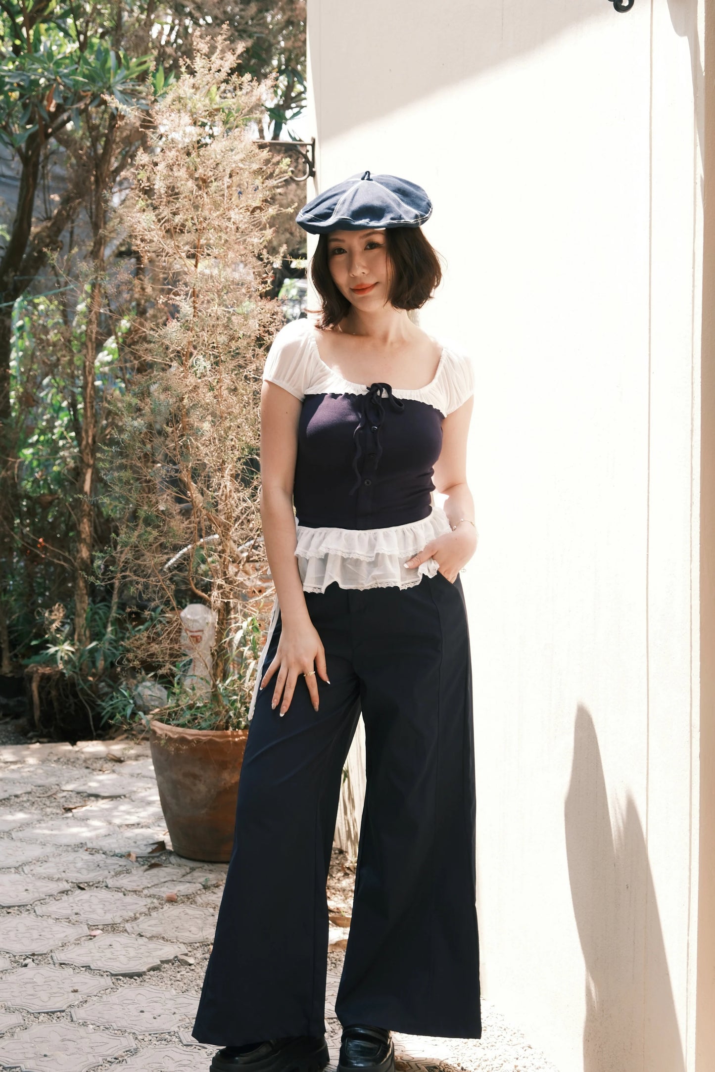 Celeste Ribbon Lace Pants Set