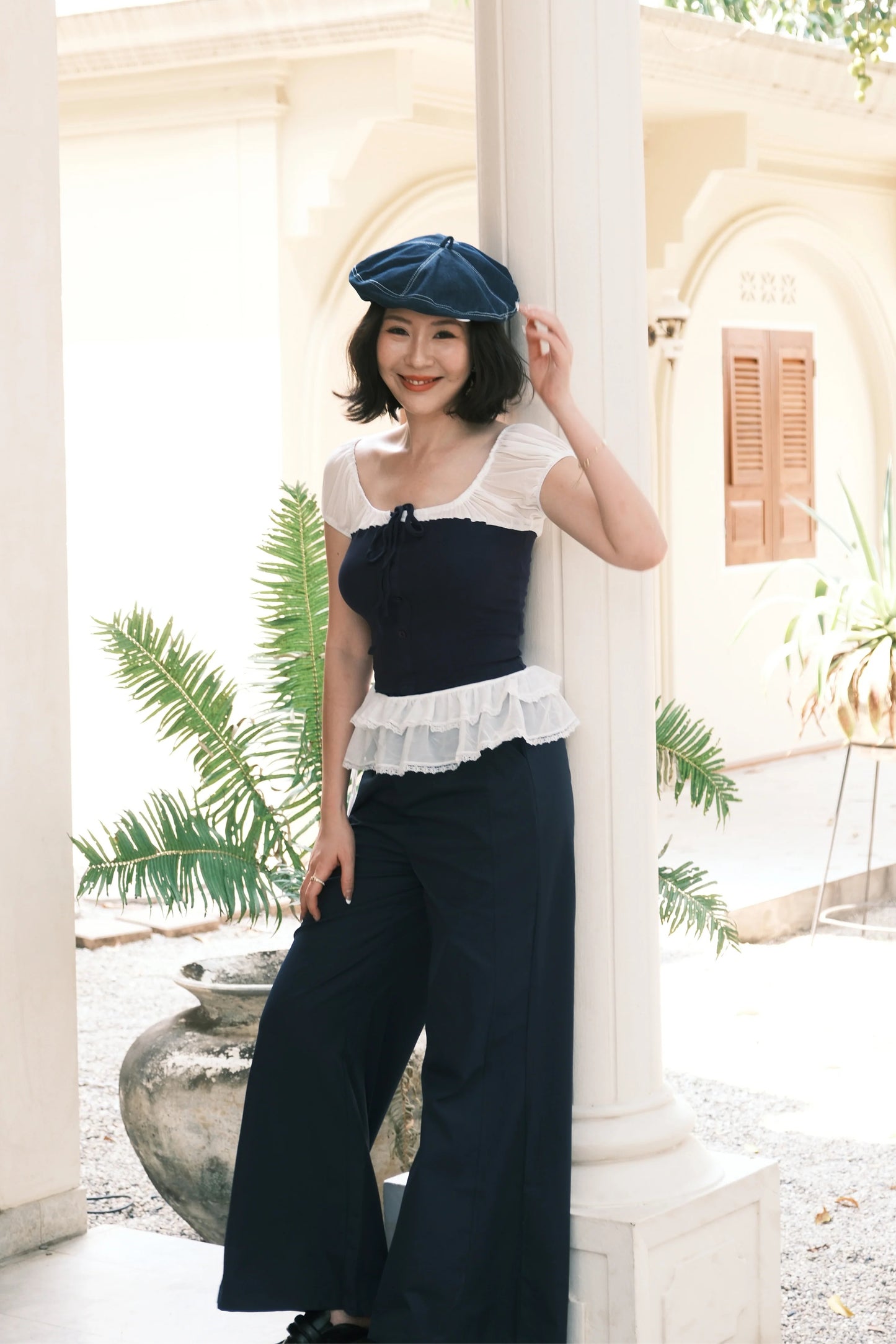 Celeste Ribbon Lace Pants Set