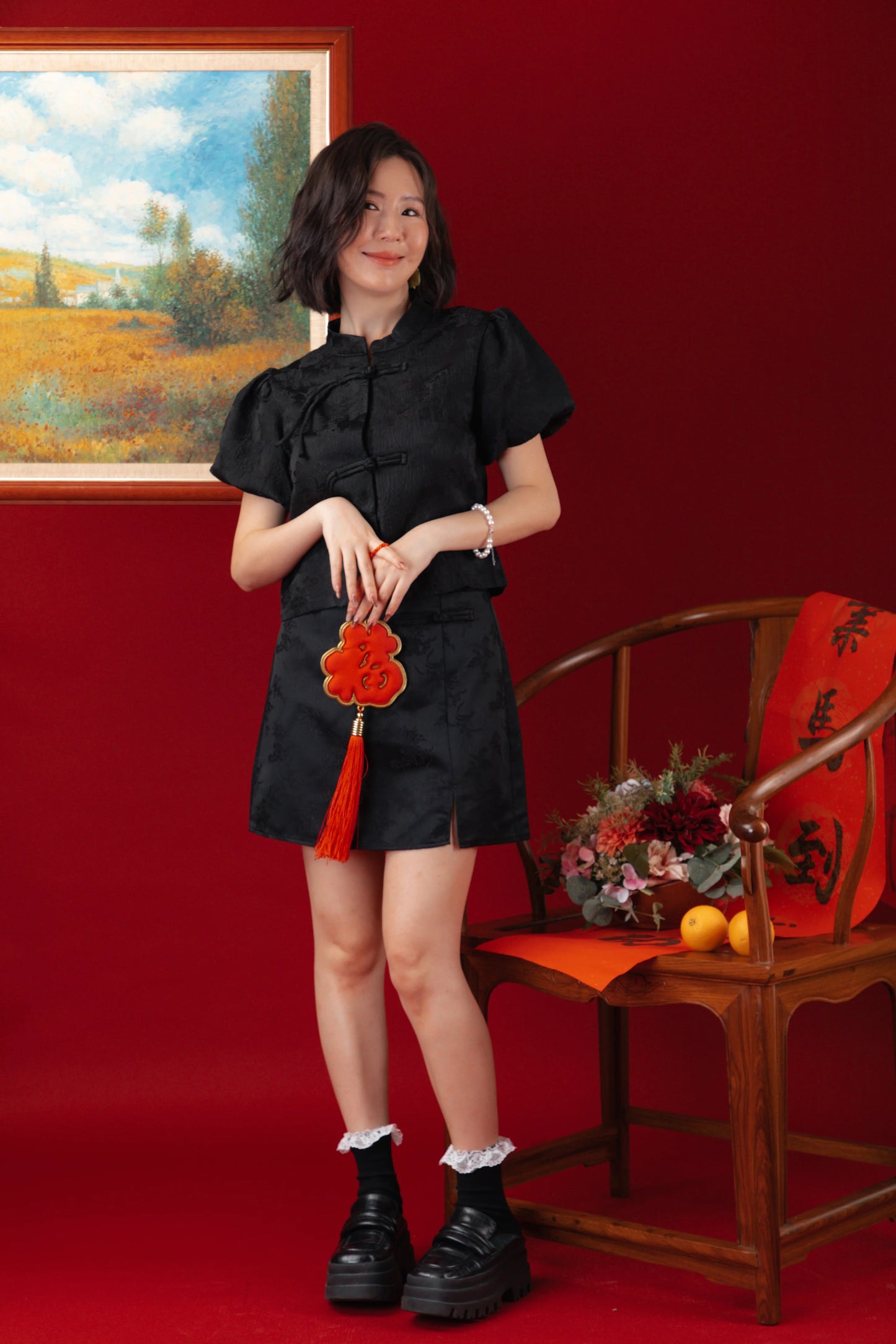 Black Knot Jacquard Top (In-Stock)