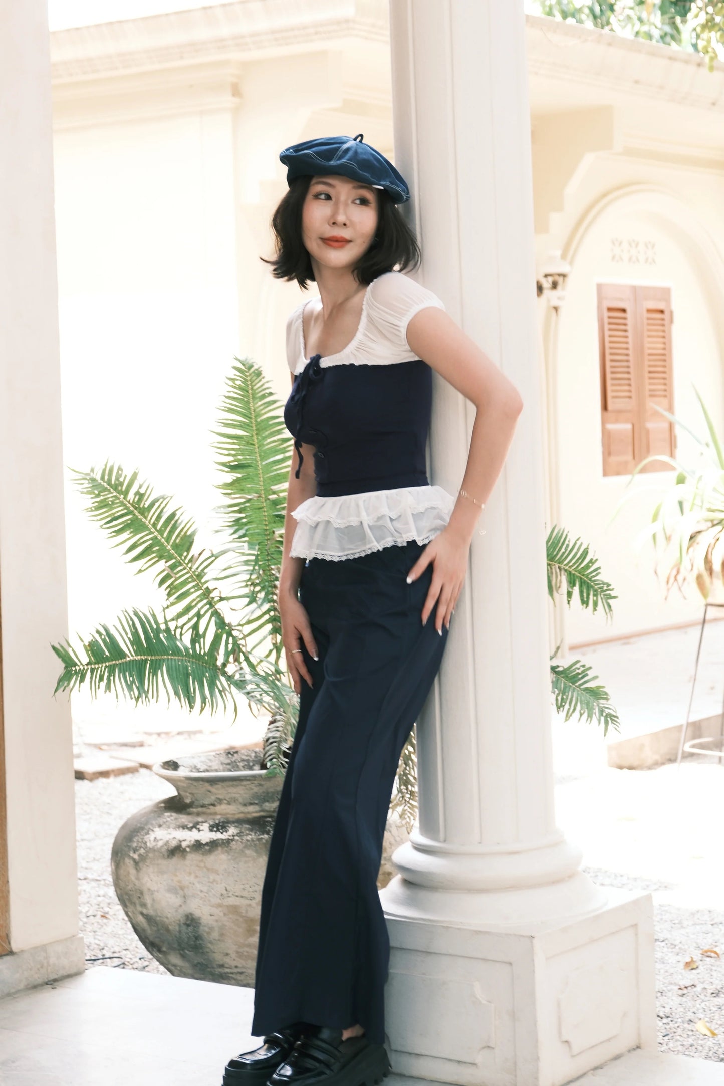 Celeste Ribbon Lace Pants Set