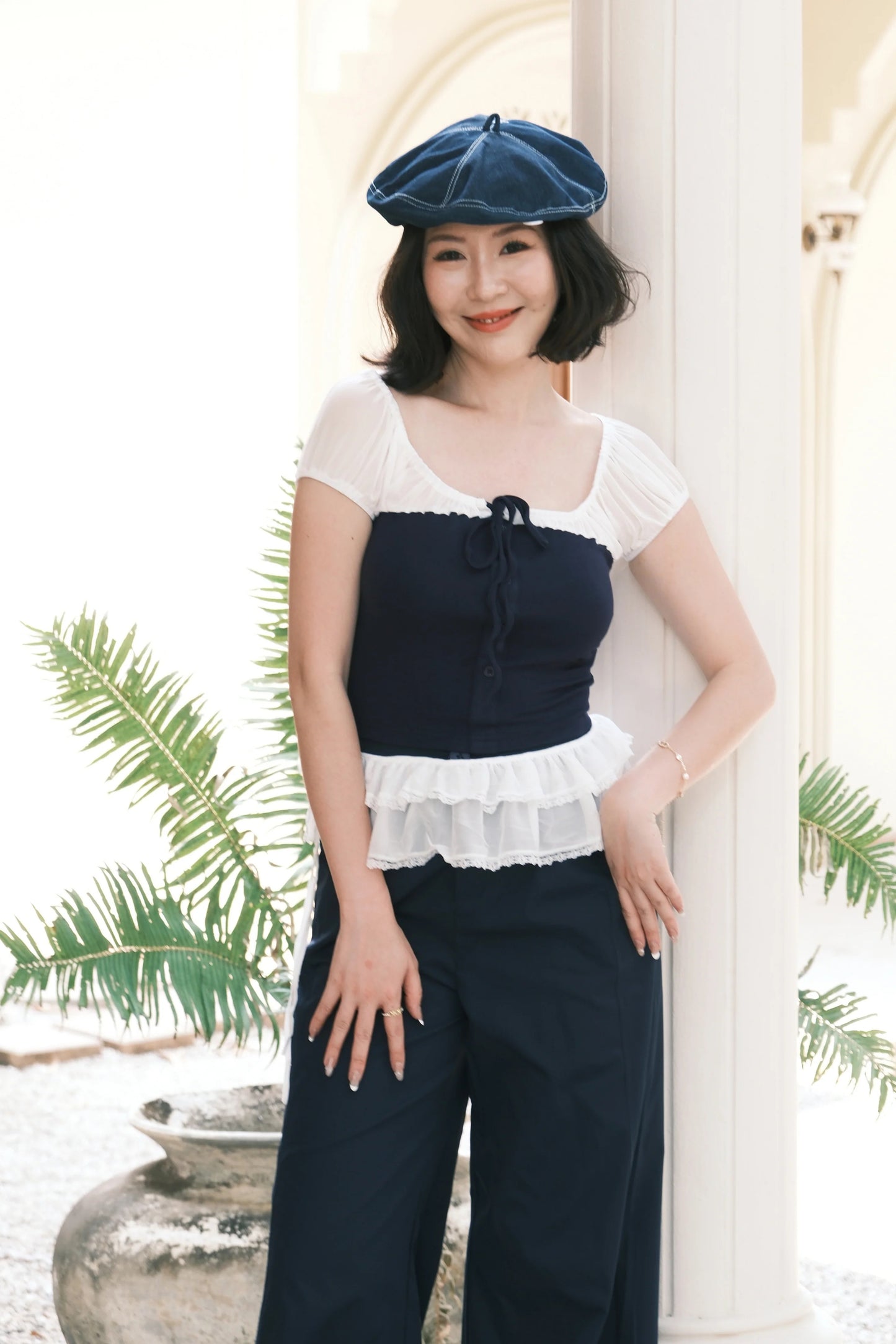 Celeste Ribbon Lace Pants Set