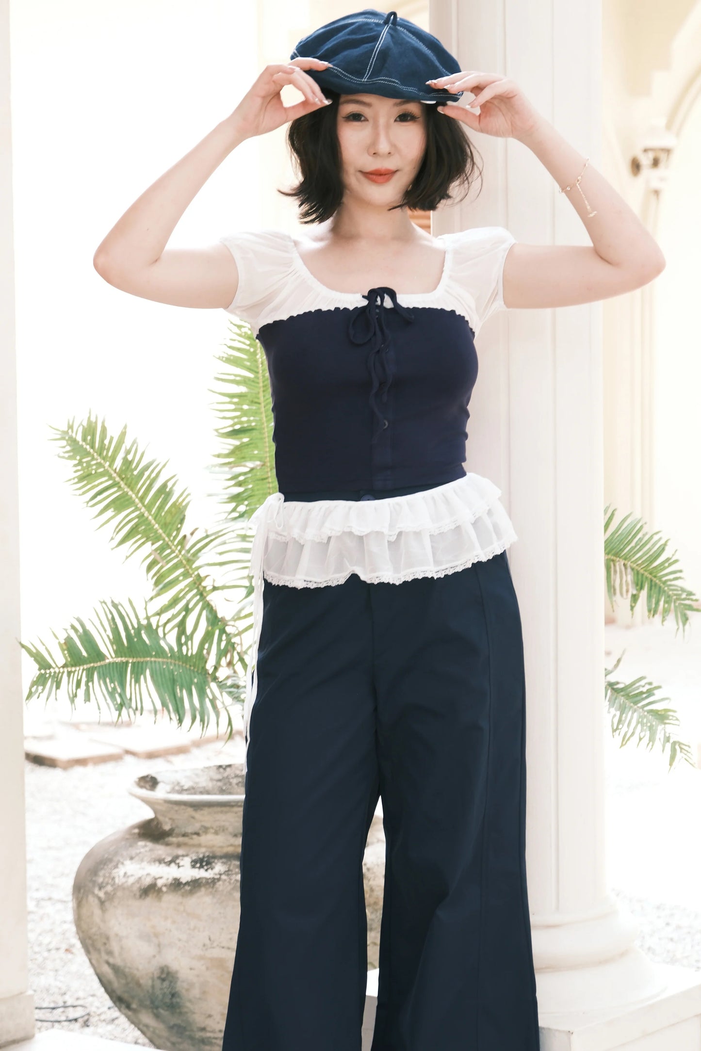 Celeste Ribbon Lace Pants Set