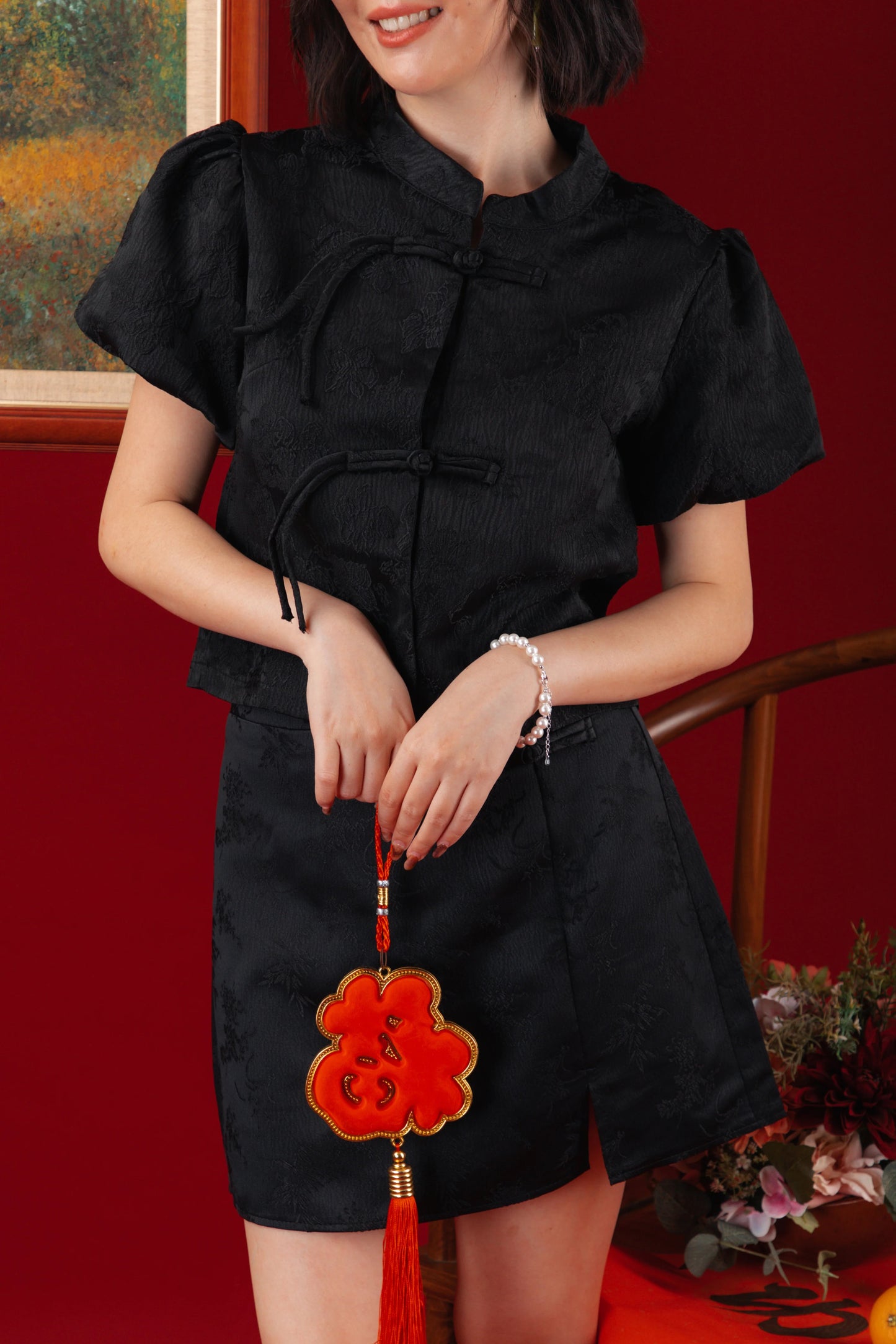 Black Knot Jacquard Top (In-Stock)