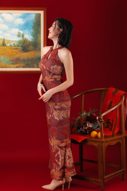 Auburn Orchid Velvet Cheongsam Dress (In-Stock)