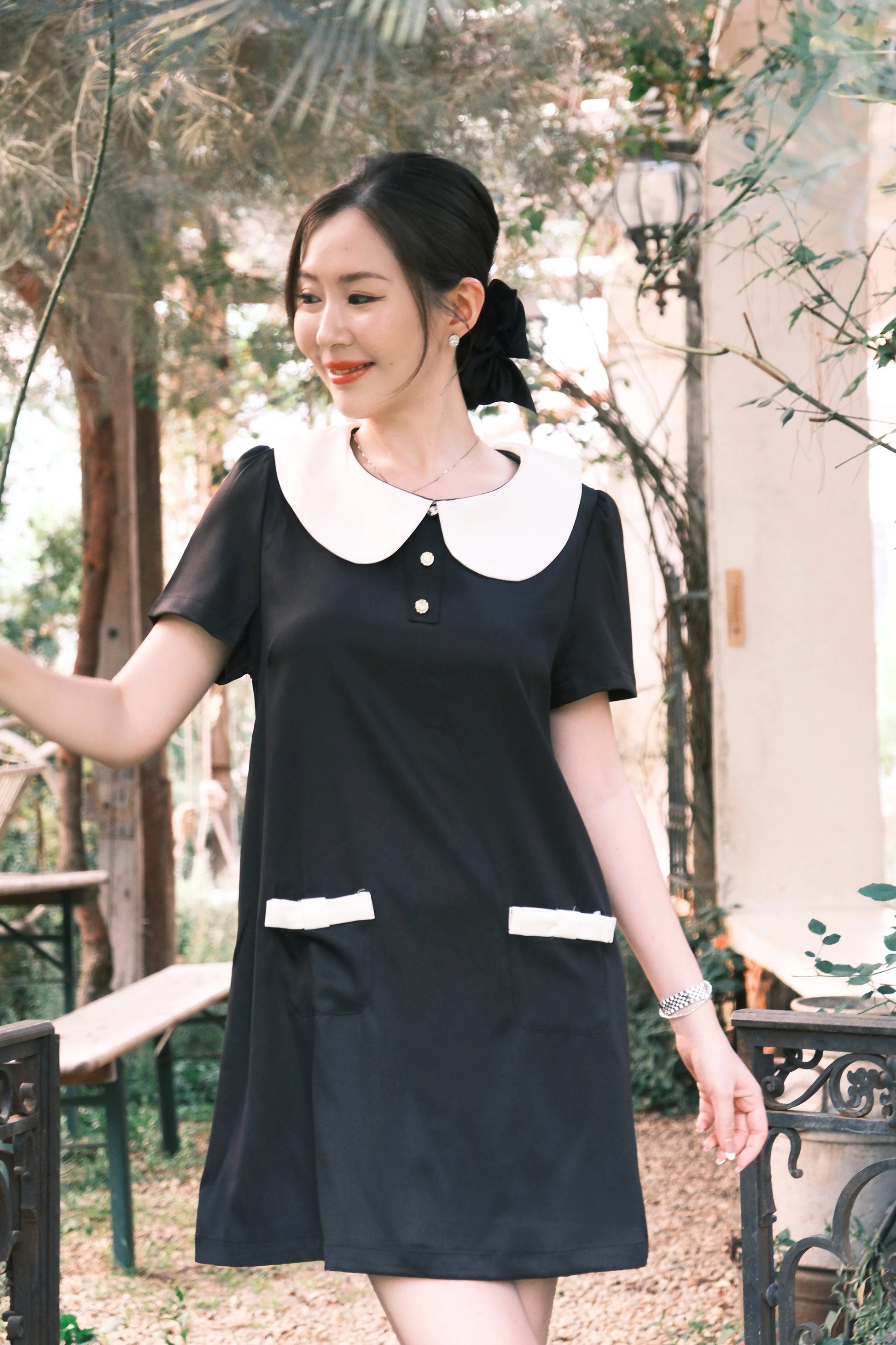 peter pan collar mini dress Daphne Peter Pan Mini Dress in Black