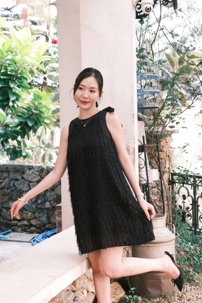Black Aurelia Fringe Dress
