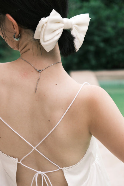 Isla Open-Back Lace Trim Cami Top in White