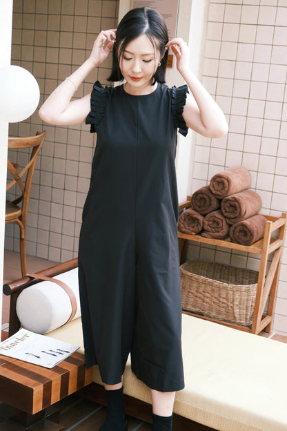 Camille Ruffle Wide-Leg Jumpsuit In Black