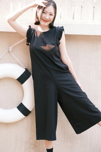 Camille Ruffle Wide-Leg Jumpsuit In Black