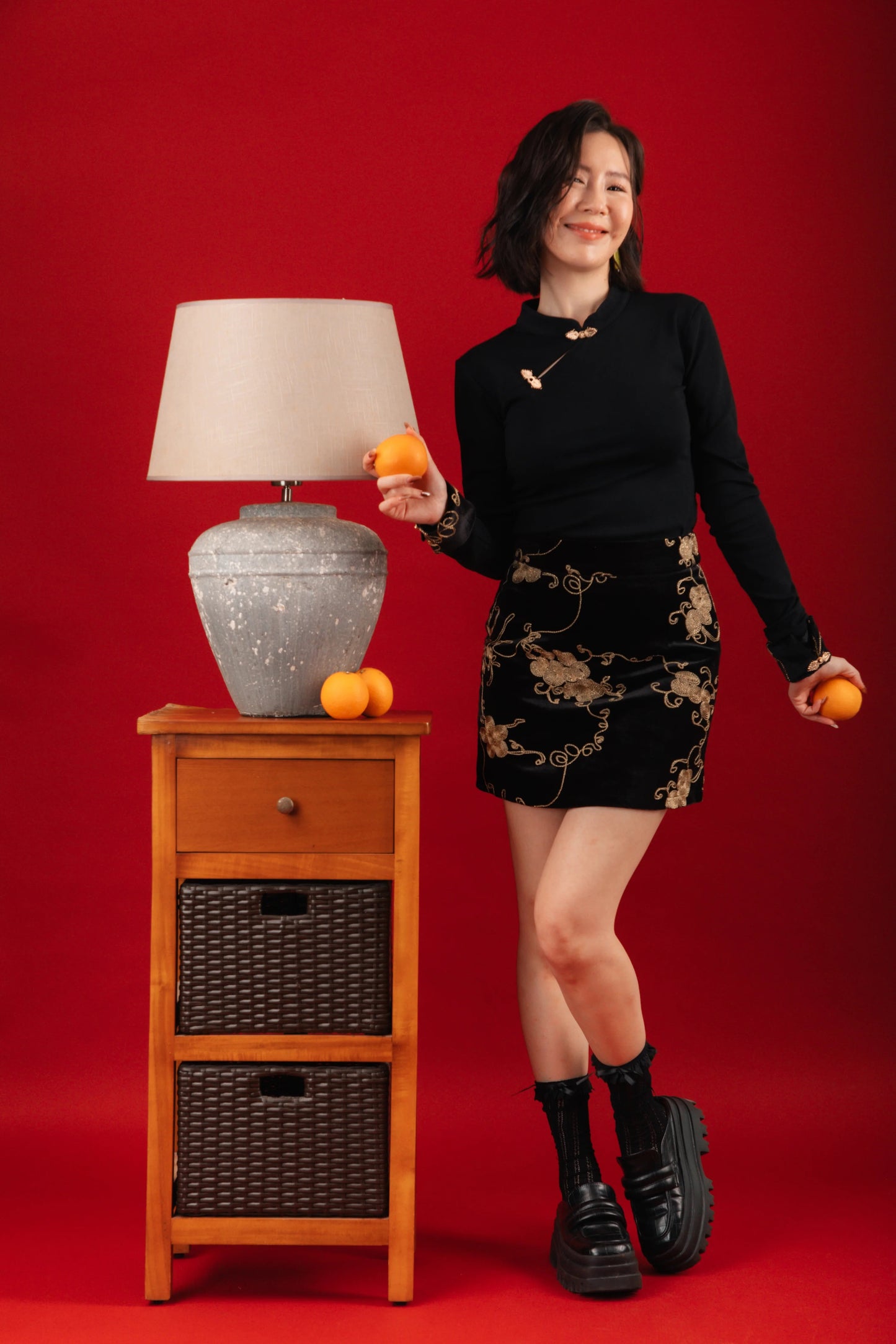 Lyra Oriental Embroidered Top/Gold Embroidered Skirt (In-Stock)