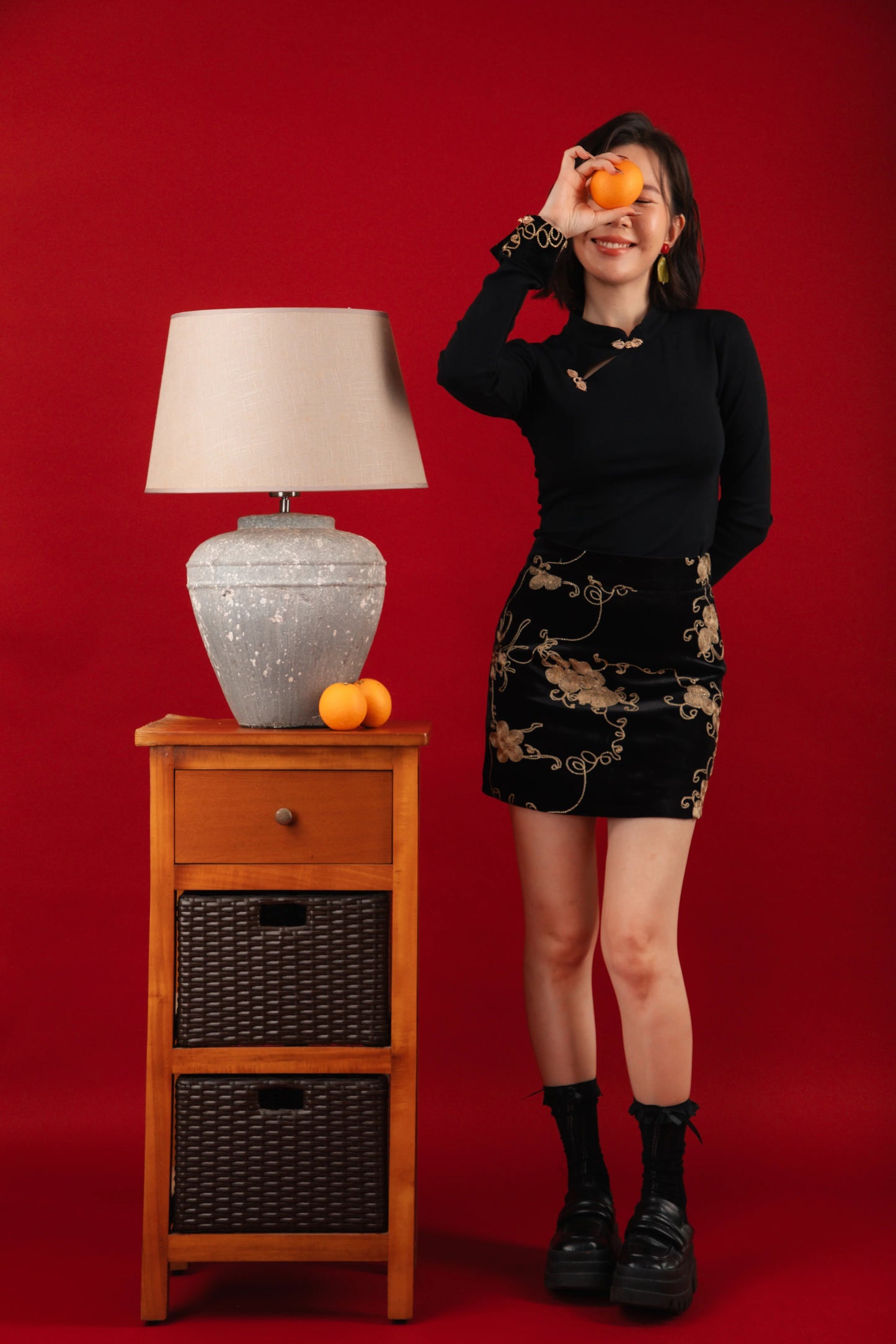 Lyra Oriental Embroidered Top/Gold Embroidered Skirt (In-Stock)