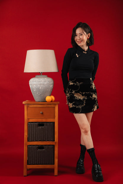 Lyra Oriental Embroidered Top/Gold Embroidered Skirt (In-Stock)