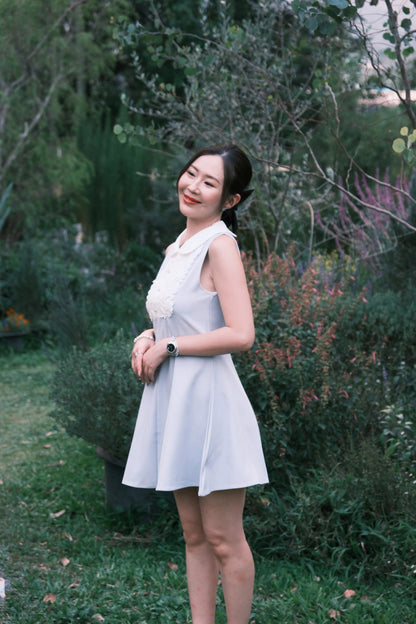 Colette Lace Collar Mini Dress in Light Blue