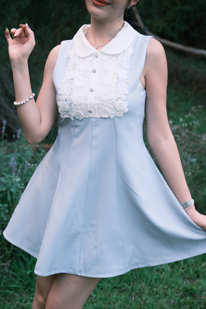 Colette Lace Collar Mini Dress in Light Blue
