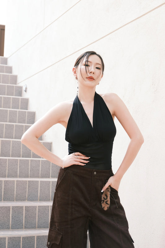 Noir Sculpt Halter Top in Black
