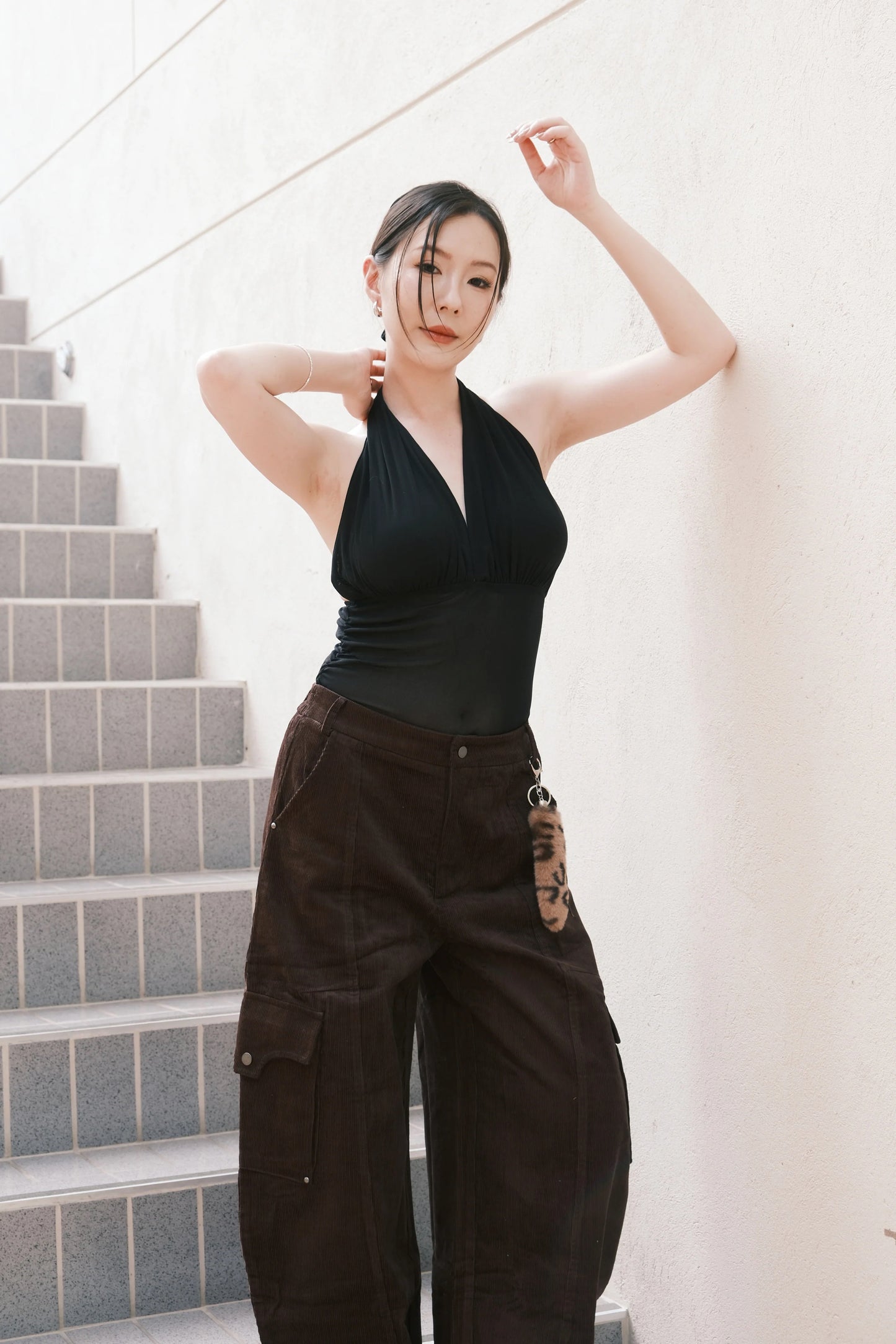 Noir Sculpt Halter Top in Black