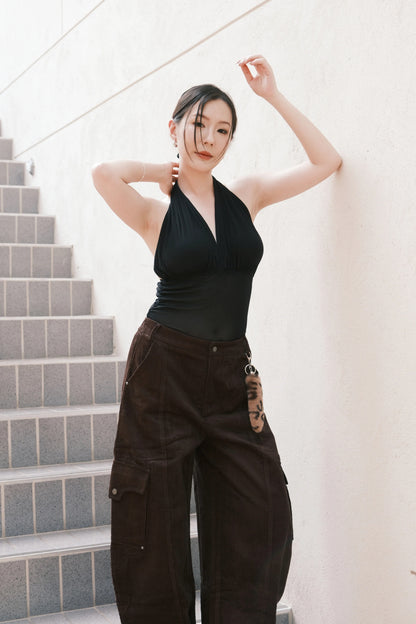 Noir Sculpt Halter Top in Black