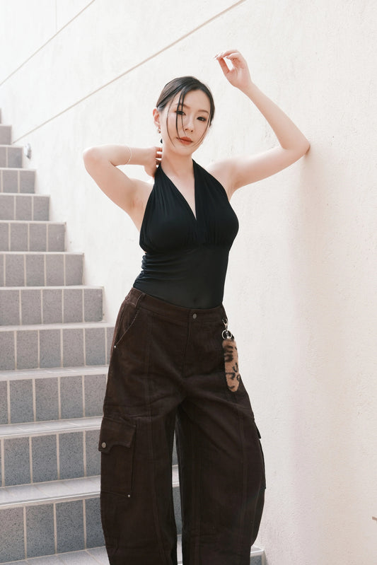 Noir Sculpt Halter Top in Black