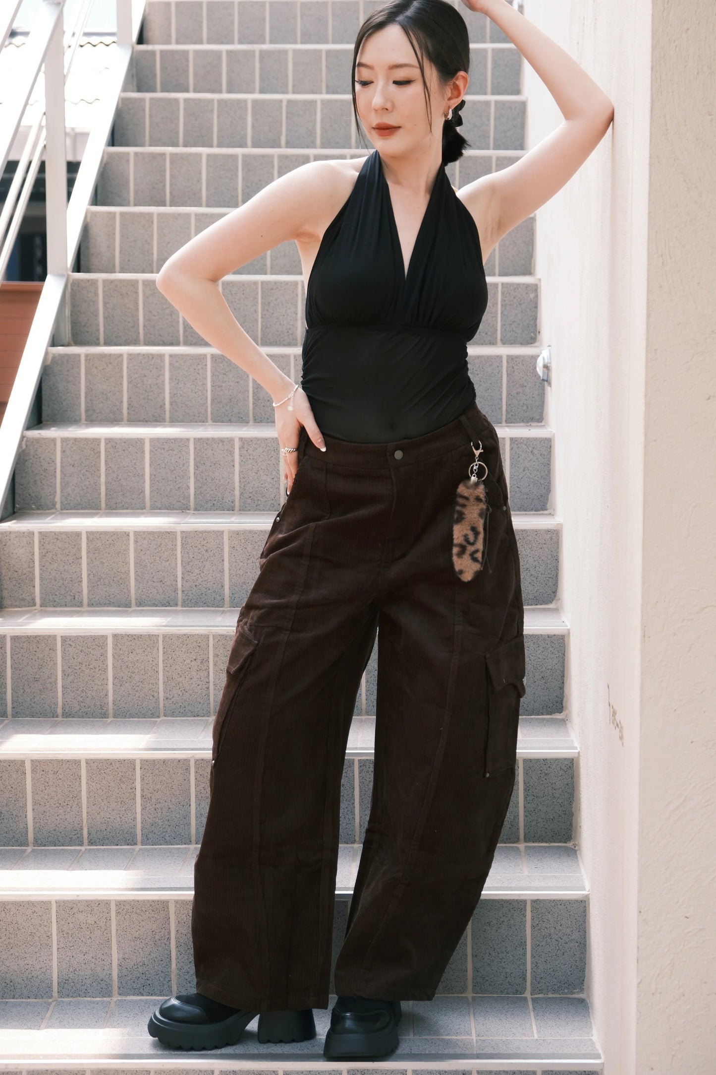 Noir Sculpt Halter Top in Black