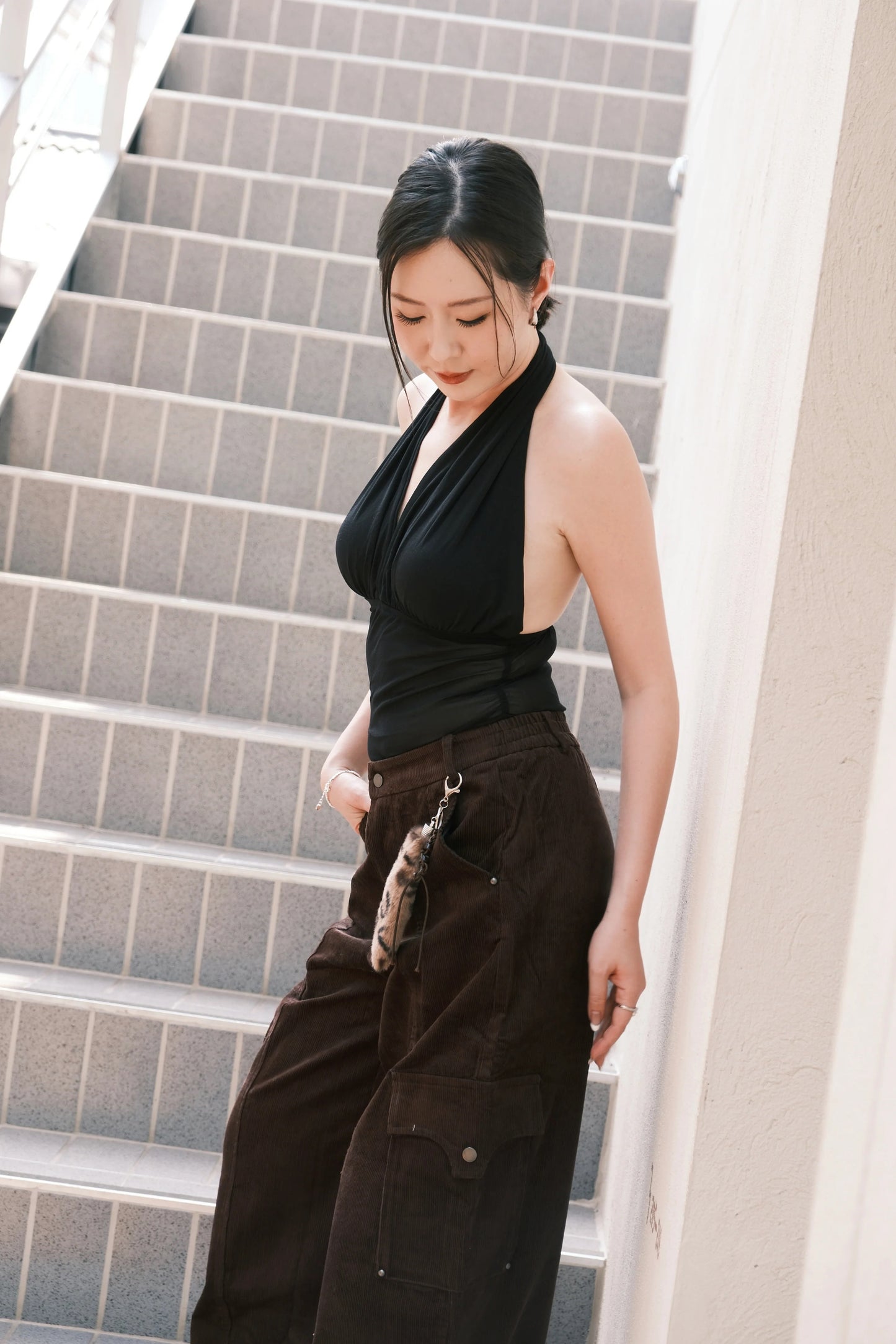 Noir Sculpt Halter Top in Black