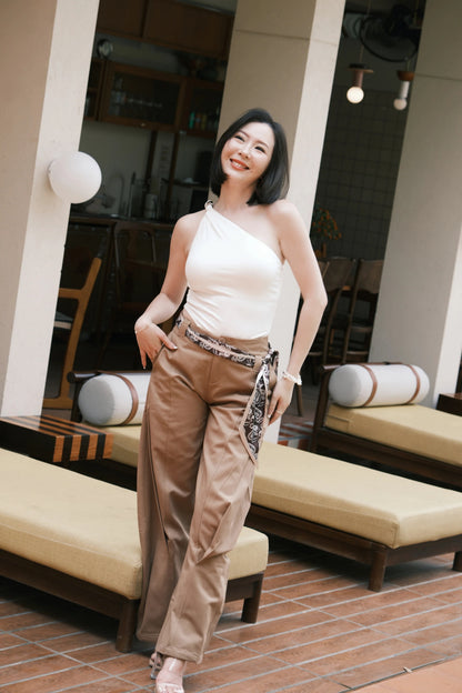 Luna One-Shoulder Sculpt Top in White
