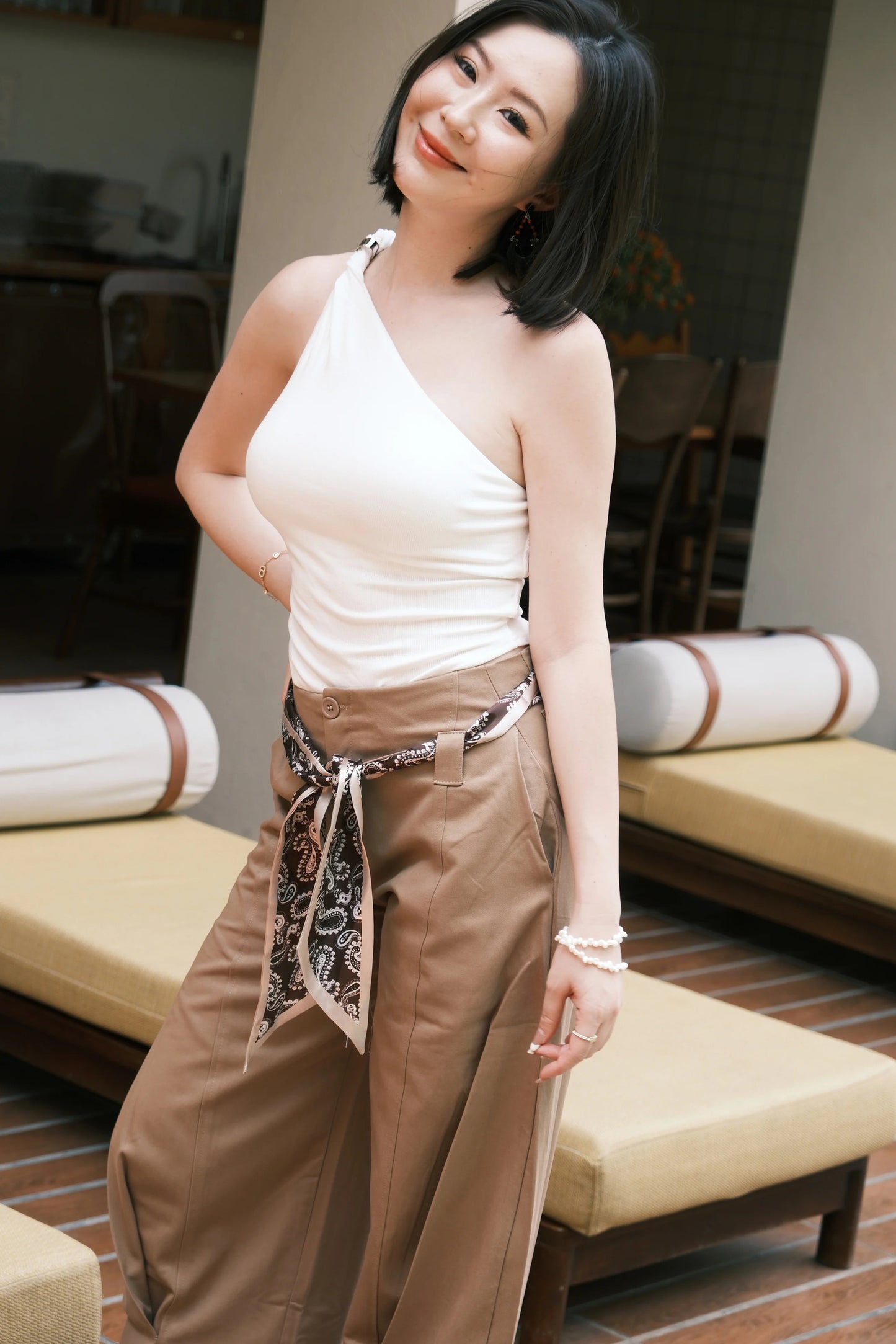 Luna One-Shoulder Sculpt Top in White