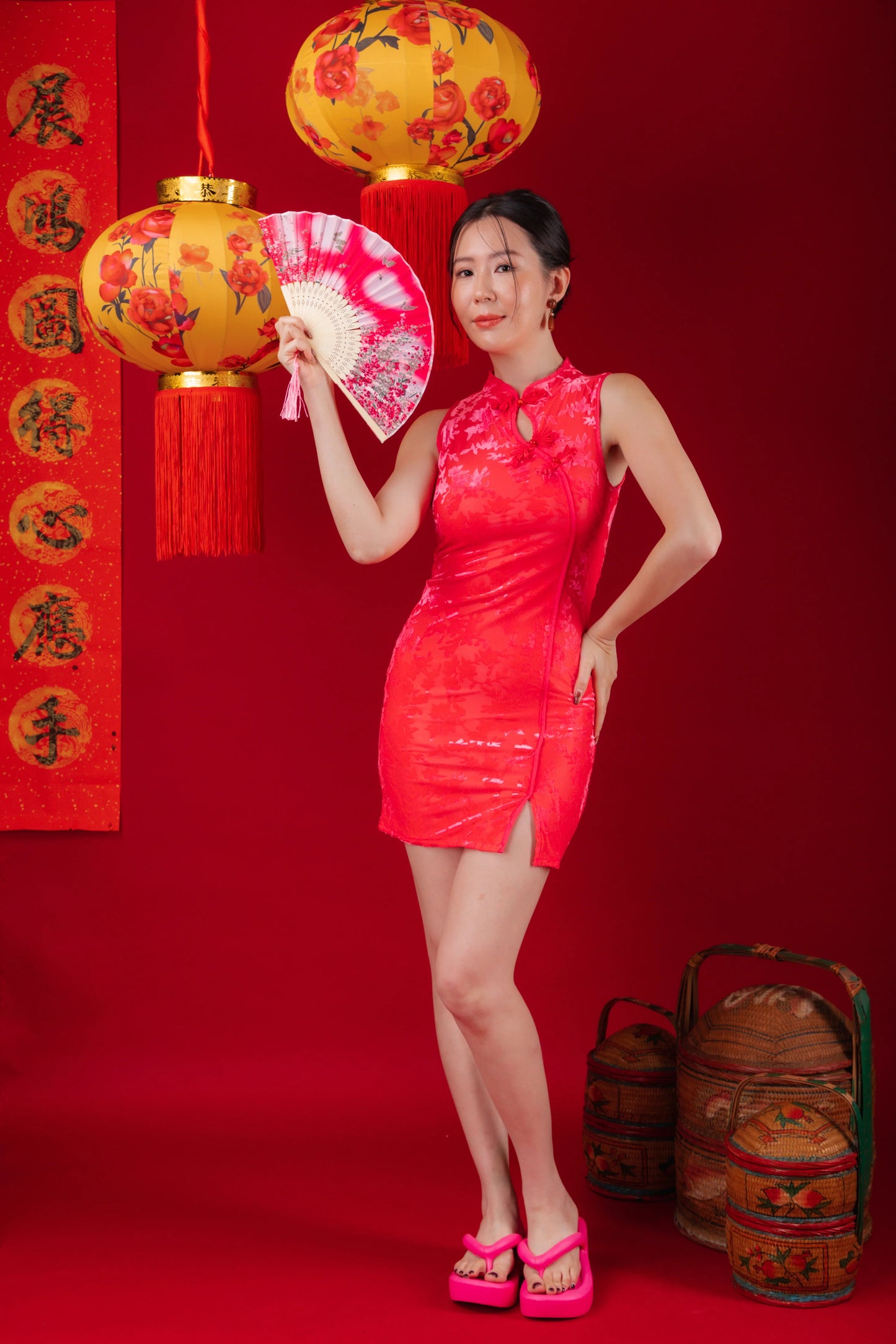 Serena Velvet Jacquard Cheongsam Dress (In-Stock)