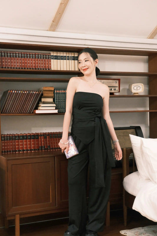 Solène Drape Tie Tube & Wide-Leg Pants Set