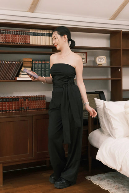 Solène Drape Tie Tube & Wide-Leg Pants Set