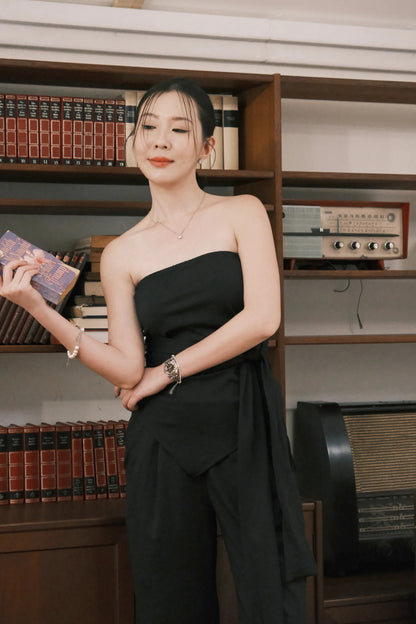 Solène Drape Tie Tube & Wide-Leg Pants Set