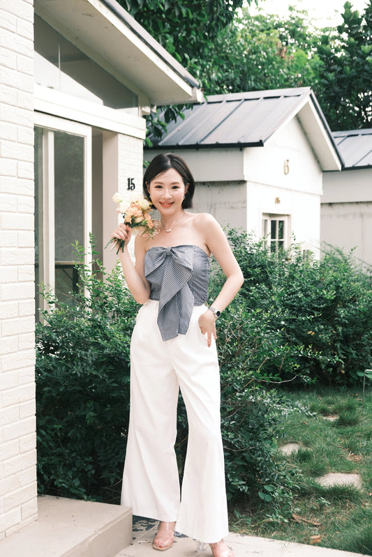 Élise Striped Bustier & Fluid Wide-Leg Trousers Set