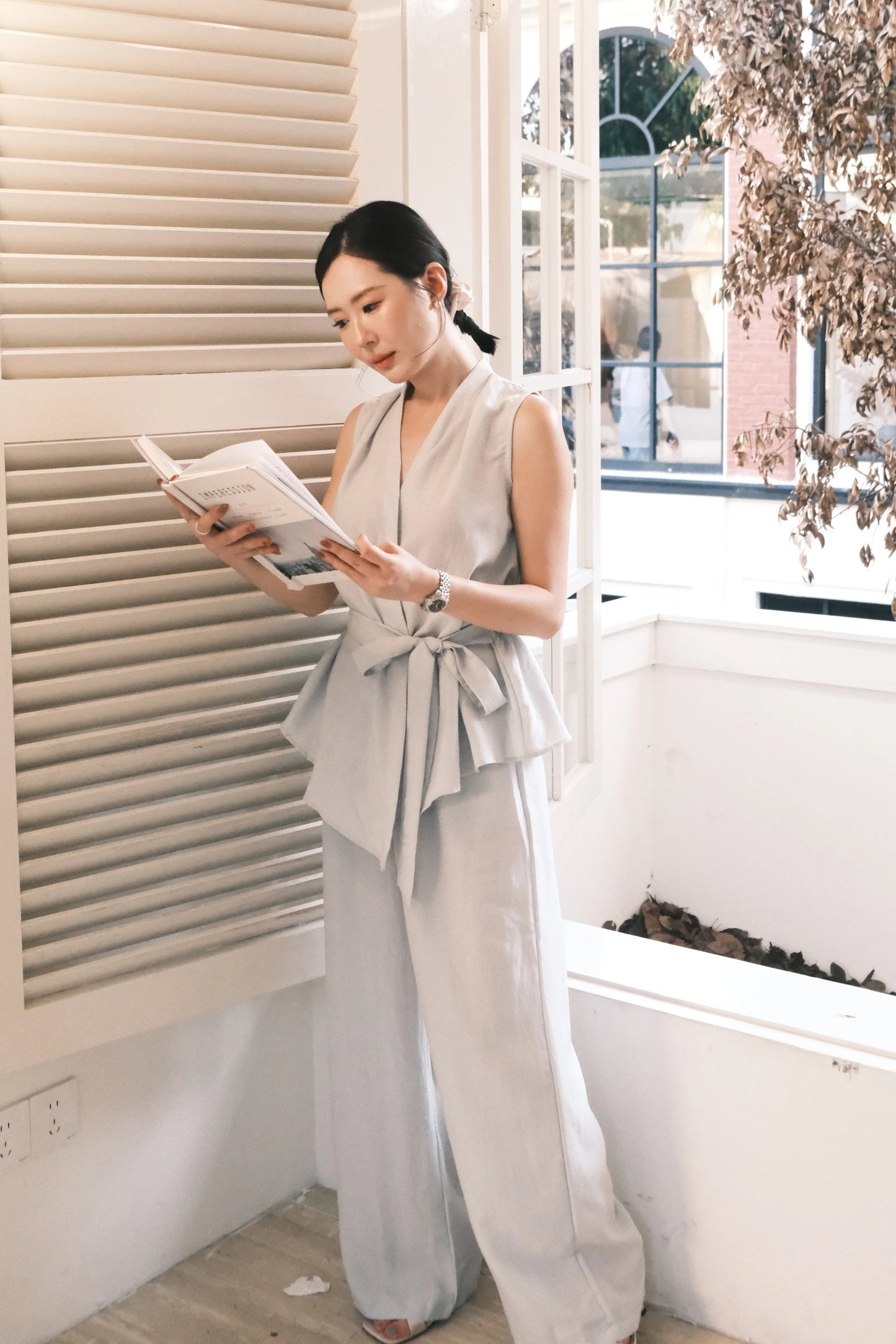 Livia Soft-Drape Two-Piece Set in Baby Blue